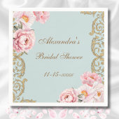 Dusty Blue Pink Peony  Vrijgezellenfeest Servet