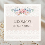 Dusty Blue Pink Romantic Floral Lace Vrijgezellenf Servet<br><div class="desc">Voeg een vleugje elegantie toe aan uw speciale dag met dit gepersonaliseerde, romantische Vrijgezellenfeest van bloemenkantpapier servet. Met stoffige blauwe bloemen, delicaat groen, prachtige blozende roze en witte pioenen en witte kant, prachtig gerangschikt tegen een zachte beige achtergrond, straalt dit ontwerp tijdloze sophisticatie uit. Deze vrouwelijke en elegante servetten zijn...</div>