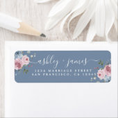 Dusty Blue Pink Rose Return Address Label (Insitu)