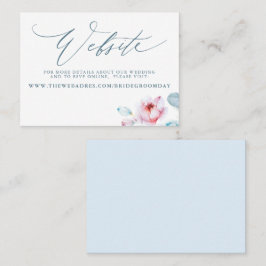 Dusty Blue Pink Rose Wedding Website Kaart Visitekaartje