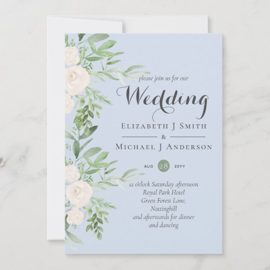 Dusty Blue Pink Sage Floral Wedding BUDGET (Voorkant)