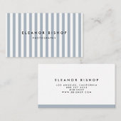 Dusty Blue Pinstripes Patroon Modern Visitekaartje (Voorkant / Achterkant)
