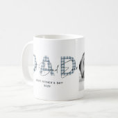 Dusty Blue Plaid Beste Pap Ooit Foto Vaders Dag Koffiemok (Voorkant links)