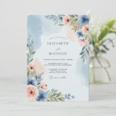Dusty Blue Poetic Spring Wedding Kaart (Staand voorkant)