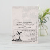 Dusty Blue Poland Passport Wedding Invitation Kaart (Staand voorkant)