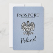 Dusty Blue Poland Passport Wedding Invitation Kaart (Achterkant)