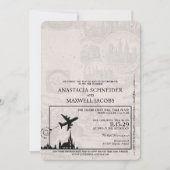 Dusty Blue Poland Passport Wedding Invitation Kaart (Voorkant)