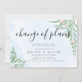 Dusty Blue Postponed Wedding Announding Kaarten (Voorkant)