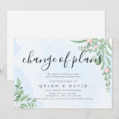 Dusty Blue Postponed Wedding Announding Kaarten (Voorkant / Achterkant)