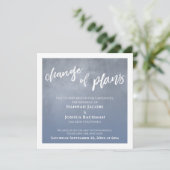 Dusty Blue Postponed Wedding Change of Plans Card Kaart (Staand voorkant)