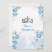 Dusty Blue Princess Floral Silver Quinceañera Kaart (Achterkant)