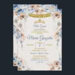 Dusty Blue Princess Mis Quince Birthday Invitation Kaart<br><div class="desc">Dusty Blue Princess Mis Quince Birthday Invitation</div>