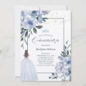 Dusty Blue Princess Quinceañera Kaart (Voorkant)