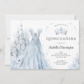 Dusty Blue Princess Winter Quinceanera Uitnodiging (Voorkant)