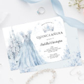Dusty Blue Princess Winter Quinceanera Uitnodiging