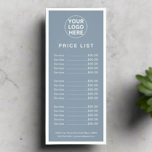 Dusty Blue Professional Prijslijst Business Logo Reclamekaart