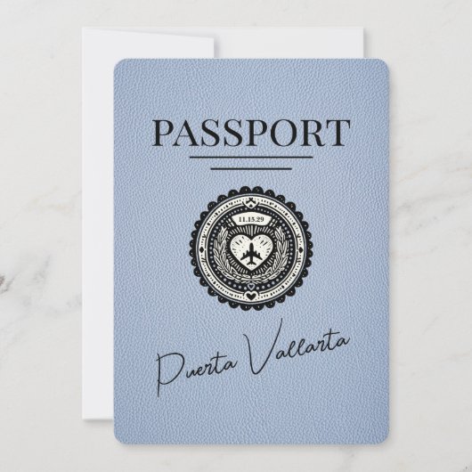 Dusty Blue Puerta Vallarta Passport Bewaar de datu Save The Date (Voorkant)