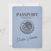 Dusty Blue Puerta Vallarta Passport Wedding Kaart (Achterkant)