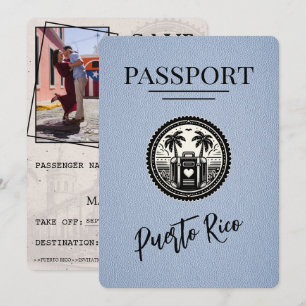 Dusty Blue Puerto Rico Passport Save The Date