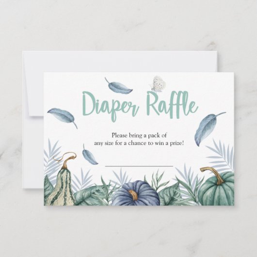 Dusty Blue Pumpkin Baby shower Diaper Raffle Kaart (Voorkant)