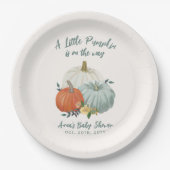 Dusty Blue Pumpkin-Baby shower Papieren Bordje (Voorkant)