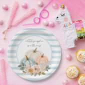 Dusty Blue Pumpkin Borden Rustige Herfst Baby show Papieren Bordje (Feest)