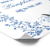 Dusty Blue Pumpkin Floral Baby shower Guess spel Poster (Hoek)