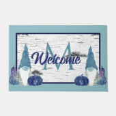Dusty Blue Pumpkin Gnomes Aspen Rustic Deurmat (Voorkant)