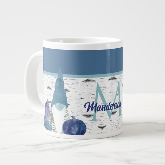 Dusty Blue Pumpkin Gnomes Aspen Rustic House Gia Grote Koffiekop (Links)