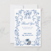 Dusty Blue Pumpkin Herfst Floral Boy Baby shower Bedankkaart (Voorkant)