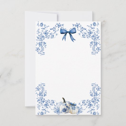 Dusty Blue Pumpkin Herfst Floral Boy Baby shower Bedankkaart (Achterkant)