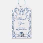 Dusty Blue Pumpkin Herfst Floral Boy Baby shower Cadeaulabel (Voorkant)