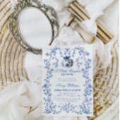 Dusty Blue Pumpkin Herfst Floral Boy Baby shower Kaart