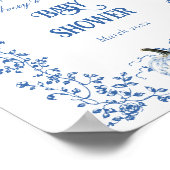 Dusty Blue Pumpkin Herfst Floral Boy Baby shower Poster (Hoek)