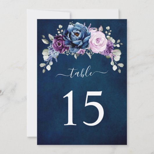 Dusty Blue Purple Lilac Wedding Table number card Kaart (Voorkant)