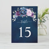 Dusty Blue Purple Lilac Wedding Table number card Kaart (Staand voorkant)