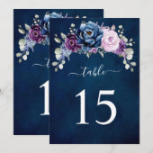 Dusty Blue Purple Lilac Wedding Table number card Kaart (Voorkant / Achterkant)