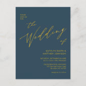 Dusty Blue QR Code All in One Gold Script Weduwen Uitnodiging Briefkaart (Voorkant)