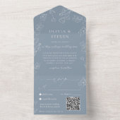 Dusty Blue QR Code All in One Invision Uitnodiging (Binnen)
