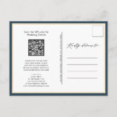 Dusty Blue QR Code All in One Modern Chic Wedding Uitnodiging Briefkaart (Achterkant)