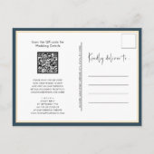 Dusty Blue QR Code All in One Modern Chic Wedding Uitnodiging Briefkaart (Achterkant)