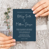 Dusty Blue QR Code All in One Modern Chic Wedding Uitnodiging Briefkaart