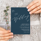 Dusty Blue QR Code All in One Modern Chic Wedding Uitnodiging Briefkaart