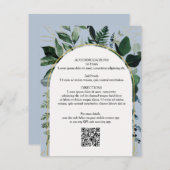 Dusty Blue QR-code Botanische trouwkaart Informatiekaartje (Voorkant / Achterkant)