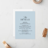 Dusty Blue QR Code Classy Wedding Details Notitiekaartje (Voorkant / Achterkant in situ)