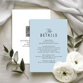 Dusty Blue QR Code Classy Wedding Details Notitiekaartje