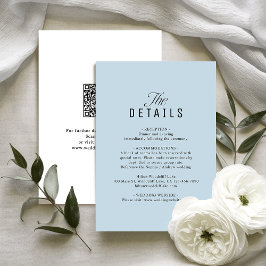 Dusty Blue QR Code Classy Wedding Details Notitiekaartje