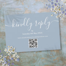 Dusty Blue QR Code Elegant Script Kindly Reply
