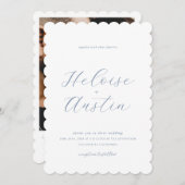 Dusty Blue QR Code Foto B&W Weddenschap Kaart (Voorkant / Achterkant)