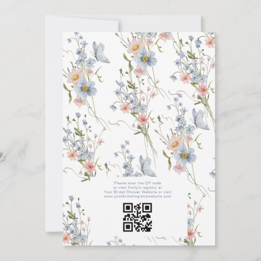 Dusty Blue QR Code Garden  Vrijgezellenfeest Kaart (Achterkant)